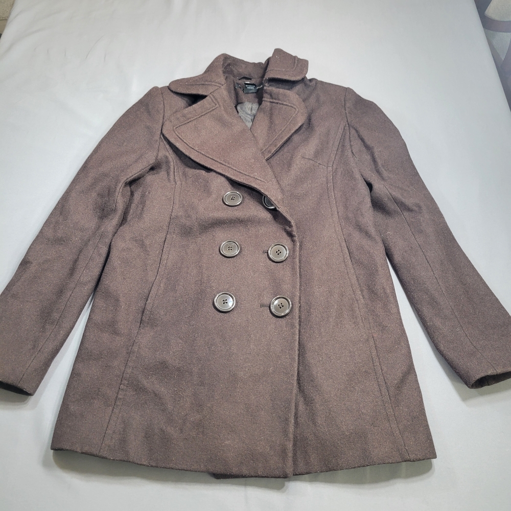 New York & Company Double-Breasted Brown Pea Coat